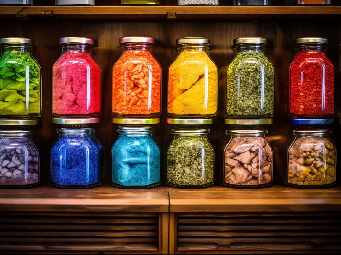 厨房里的色彩交响曲，调料盒的动态艺术